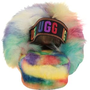 UGG All Gender Adult Fluff Yeah Pride Slipper, Rainbow, Women's Size 5 / Men's Size 3