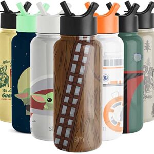 Simple Modern Star Wars Chewbacca Water Bottle with Straw Lid Vacuum Insulated Stainless Steel Metal Thermos | Gifts for Women Men Reusable Leak Proof Flask | Summit Collection | 32oz Chewbacca