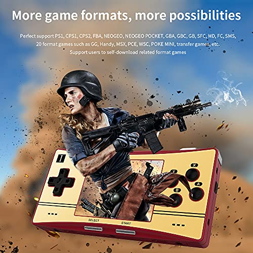 2021 Upgraded Opening Linux Tony System Handheld Game Console , Retro Game Console with 64G TF Card Built in 2500 Classic Games, Portable Video Game Console of 3 Inch IPS Screen (Red)