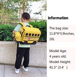 Kids Backpack for Boys Girls Preschool Bookbags 3D Cartoon Daycare Toddler Bags Medium Yellow