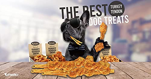 AFreschi Turkey Tendon for Dogs, 2 Pretzel in a Pack and 2 Bone in a Pack, Ingredient Sourced from USA, Alternative to Rawhide, Premium All-Natural, Hypoallergenic, Dog Chew Treat, Easy to Digest