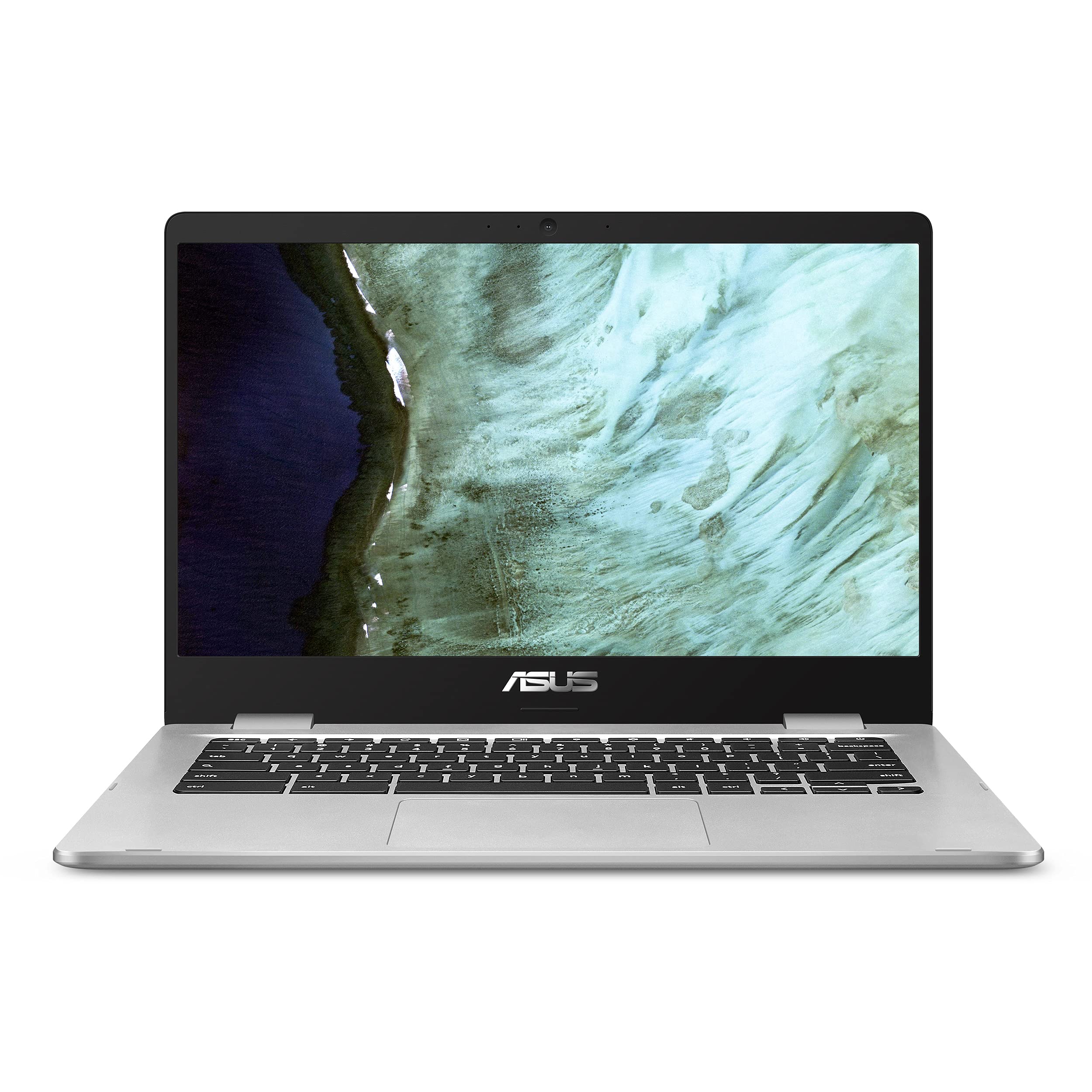 ASUS Chromebook C423, 14.0" FHD NanoEdge-display with 180 Degree-Hinge, Intel Celeron N3350-Processor, 4GB-RAM, 32GB eMMC Storage, Zero-Touch Enrollment, Chrome OS, Silver, C423NA-DB42F