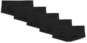 amazon essentials women's cotton boyshort underwear (available in plus size), pack of 5, black, small