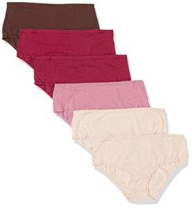 amazon essentials women's cotton midi brief underwear (available in plus size), pack of 6, warm tones, large