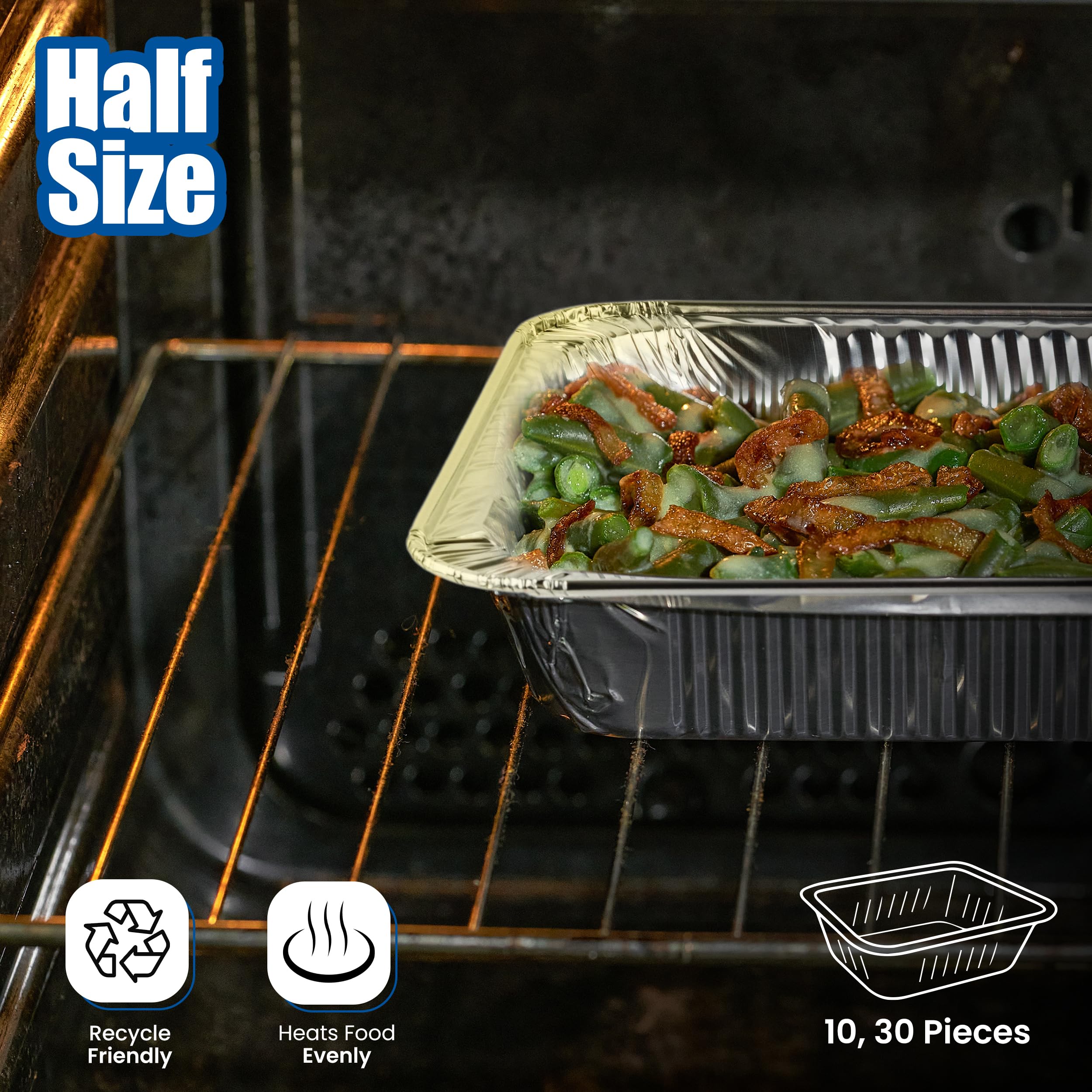 EHOMEA2Z Aluminum Pans Disposable Half Size (10 Pack) 9x13,Prepping, Roasting, Food, Storing, Heating, Cooking, Chafers, Catering, Crawfish Trays