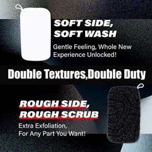 myHomeBody Dual-Texture Shower Sponge Extra Exfoliating Sponge | Body Scrubber Body Exfoliator | Body Sponge for Exfoliating Scrub | Loofah Sponge for Men | Body Scrubbers for Use in Shower, 2pcs