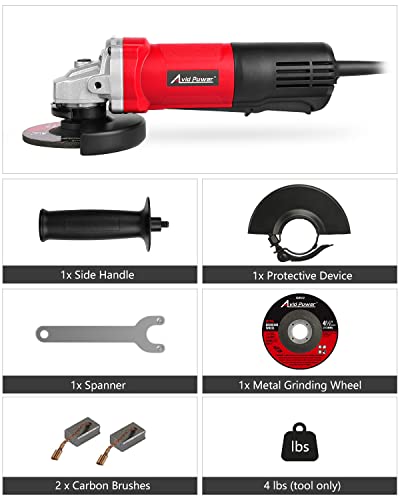 AVID POWER Angle Grinder with Paddle Switch, 8 Amp Metal Grinder with 4-1/2 Inch Grinding Wheel 12000 RPM Electric Angle Grinder Tool with Adjustable Side Handle