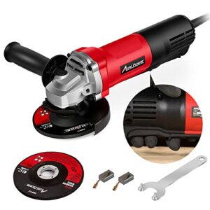 avid power angle grinder with paddle switch, 8 amp metal grinder with 4-1/2 inch grinding wheel 12000 rpm electric angle grinder tool with adjustable side handle