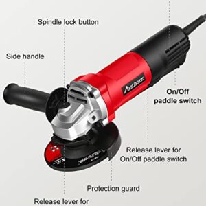 AVID POWER Angle Grinder with Paddle Switch, 8 Amp Metal Grinder with 4-1/2 Inch Grinding Wheel 12000 RPM Electric Angle Grinder Tool with Adjustable Side Handle