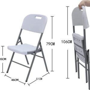 LAKHOW 53d Folding Chair, 4-Piece White Plastic Chair, Stackable Indoor and Outdoor Chairs, for Wedding Backyard Activities, Conference Room Festivals （(4 Pack)