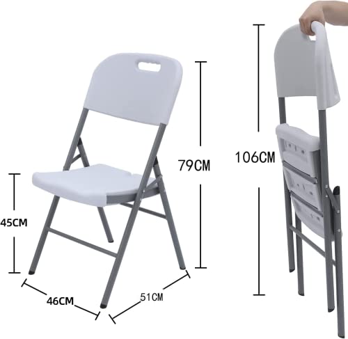 LAKHOW 53d Folding Chair, 4-Piece White Plastic Chair, Stackable Indoor and Outdoor Chairs, for Wedding Backyard Activities, Conference Room Festivals （(4 Pack)