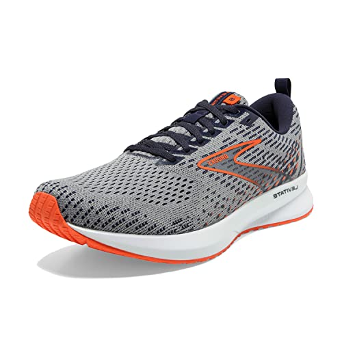 Brooks Men's Levitate 5 Neutral Running Shoe - Grey/Peacoat/Flame - 9.5 Medium