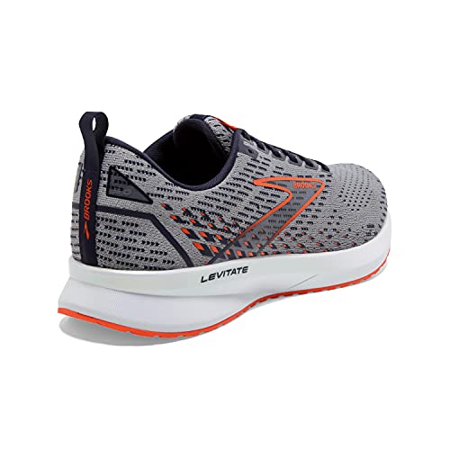 Brooks Men's Levitate 5 Neutral Running Shoe - Grey/Peacoat/Flame - 9.5 Medium