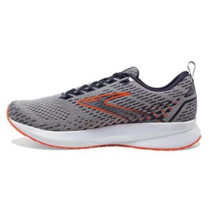 Brooks Men's Levitate 5 Neutral Running Shoe - Grey/Peacoat/Flame - 9.5 Medium