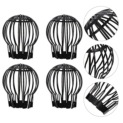 ULTECHNOVO Rooftop Drain Cover Roof Line Cap 4pcs Down Pipe Gutter Balloon Guard Expandable Filter Strainer Stops Blockage from Leaves and Debris (Black) Anti Blocking Strainer Downspout Filter