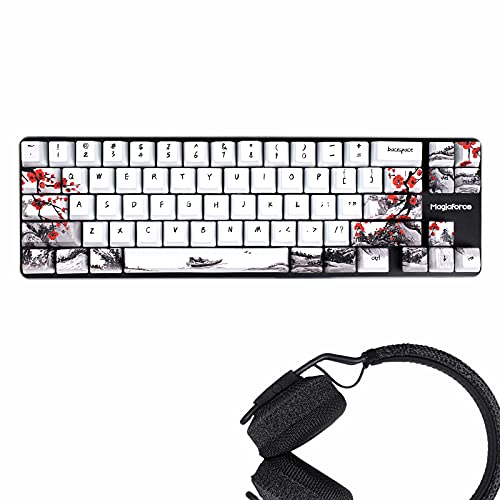 MOLGRIA Keycaps 71 Set for Gaming Mechanical Keyboard, Custom PBT OEM Profile Key caps Japanese Style with Keycap Puller for Cherry MX 71/61 60 Percent Keyboard(Plum Blossom)