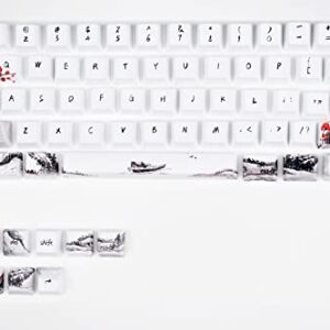 MOLGRIA Keycaps 71 Set for Gaming Mechanical Keyboard, Custom PBT OEM Profile Key caps Japanese Style with Keycap Puller for Cherry MX 71/61 60 Percent Keyboard(Plum Blossom)