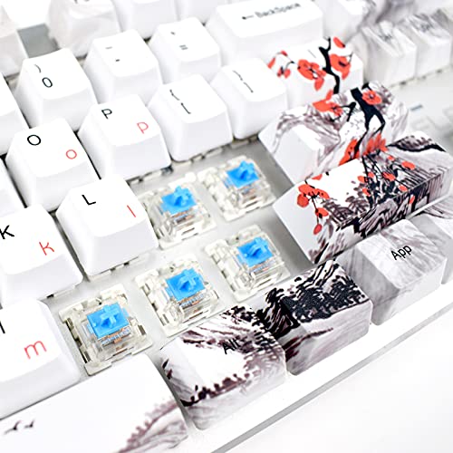 MOLGRIA Keycaps 110 Set for Full Size Mechanical Keyboard, Custom PBT OEM Profile Key caps Japanese Style with Keycap Puller for Cherry MX 104/87/71/61 60 Percent Keyboard(Plum Blossom)