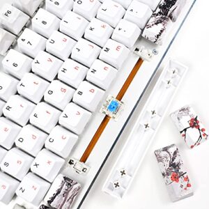 MOLGRIA Keycaps 110 Set for Full Size Mechanical Keyboard, Custom PBT OEM Profile Key caps Japanese Style with Keycap Puller for Cherry MX 104/87/71/61 60 Percent Keyboard(Plum Blossom)