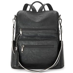 telena womens backpack purse vegan leather large travel backpack college shoulder bag with tassel black