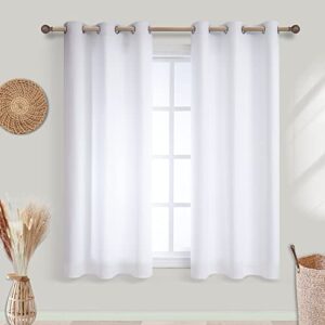 KOUFALL White Short Curtains for Small Bathroom Window Bedroom Room Darkening Half Blackout Grommet Kitchen Cafe Curtains 45 Inch Length