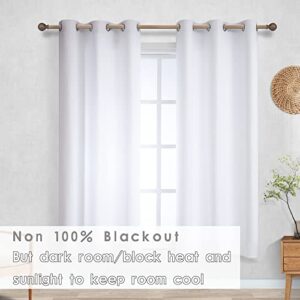 KOUFALL White Short Curtains for Small Bathroom Window Bedroom Room Darkening Half Blackout Grommet Kitchen Cafe Curtains 45 Inch Length