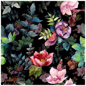haokhome 93153 wild spring peel and stick wallpaper bouquet botanical floral black/green/pink removable stick on home decor 17.7in x 118in