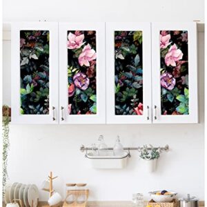 HAOKHOME 93153 Wild Spring Peel and Stick Wallpaper Bouquet Botanical Floral Black/Green/Pink Removable Stick on Home Decor 17.7in x 118in