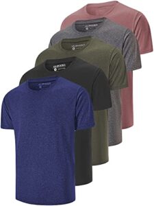 5 pack men's dry fit t shirts, athletic running gym workout short sleeve tee shirts for men (large, set 3)