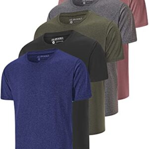 5 Pack Men's Dry Fit T Shirts, Athletic Running Gym Workout Short Sleeve Tee Shirts for Men (Large, Set 3)