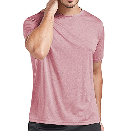 5 Pack Men's Dry Fit T Shirts, Athletic Running Gym Workout Short Sleeve Tee Shirts for Men (Large, Set 3)