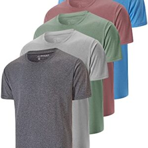 5 Pack Men's Dry Fit T Shirts, Athletic Running Gym Workout Short Sleeve Tee Shirts for Men (X-Large, Set 4)