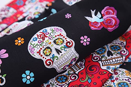 NC 3Pcs Halloween Printed Fabric Patchwork Halloween Theme Sewing Fabric Quilting Fabric Fat Quarters Fabric Scraps Sewing Fabric Fabric Bundles DIY Craft Party Supplies