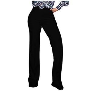 pinsv women's high waisted stretchy bootcut pull on dress pants casual work pants 3257 black xl