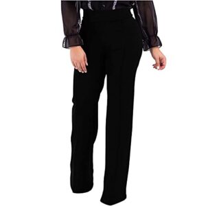 PINSV Women's High Waisted Stretchy Bootcut Pull On Dress Pants Casual Work Pants 3257 Black XL