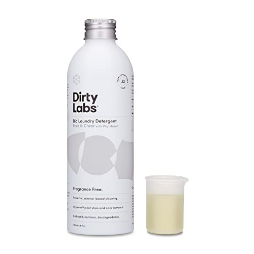 Dirty Labs | Scent Free | Bio-Liquid Laundry Detergent | 32 Loads (8.6 fl oz) | Hyper-Concentrated | High Efficiency & Standard Machine Washing | Nontoxic, Biodegradable | Stain & Odor Removal