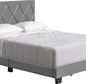 Boyd Sleep Diamond Upholstered Platform Bed Frame with Headboard, Mattress Foundation Required: Linen, Grey, King