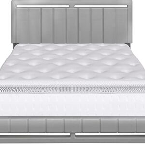 Boyd Sleep Beaumont Upholstered Platform Bed Frame with Headboard, Mattress Foundation NOT Required: Faux Leather, Grey, Full