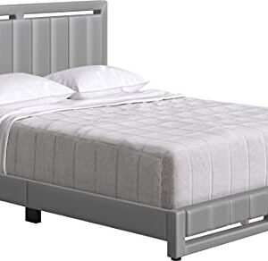 Boyd Sleep Beaumont Upholstered Platform Bed Frame with Headboard, Mattress Foundation NOT Required: Faux Leather, Grey, Full