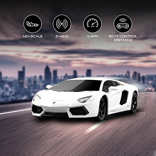 SainSmart Jr. x Rastar Remote Control Car, 1:24 Scale Aventador Coupe Race Toy Car, RC Hobby Model Vehicle for Boys, Girls and Adults, White