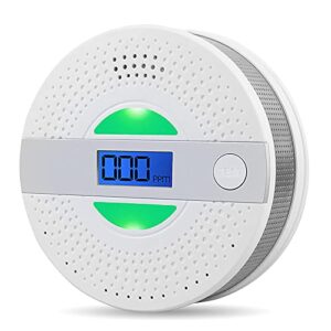 smoke and carbon monoxide detector battery powered dual sensor combination smoke & co alarm with lcd screen, led indicator and loud sound alert, complies with ul 217 & ul 2034 standards