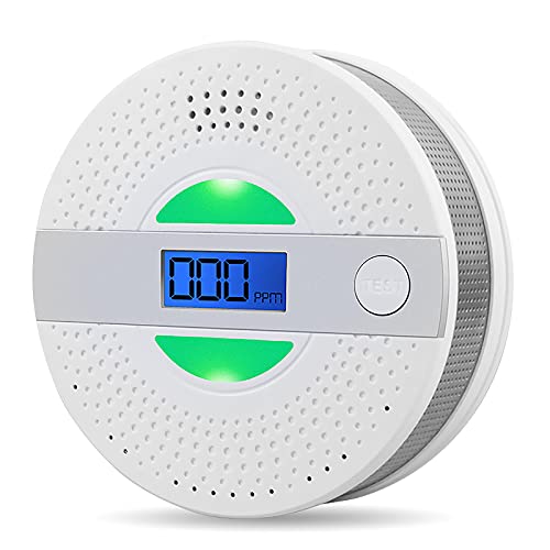 Smoke and Carbon Monoxide Detector Battery Powered Dual Sensor Combination Smoke & CO Alarm with LCD Screen, Led Indicator and Loud Sound Alert, Complies with UL 217 & UL 2034 Standards