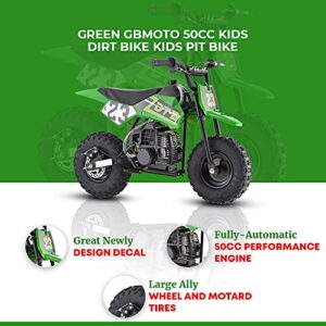 Gbmoto Blue 50cc Kids Dirt Bike, Kids Pit Bike, 2-Stroke Gas Dirt Bike,green