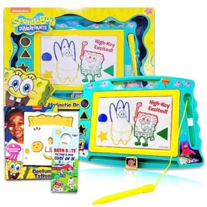 nick shop spongebob squarepants magnetic drawing board bundle ~ spongebob toys for boys and girls | bikini bottom drawing pad with stickers (spongebob party favors).