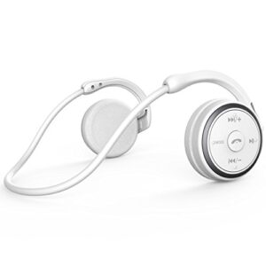 rtusia small bluetooth headphones wrap around head - sports wireless headset with built in microphone and crystal-clear sound, foldable and carried in the purse, and 12-hour battery life, white
