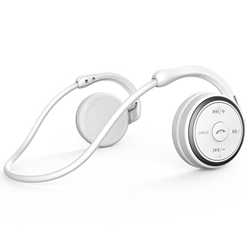 RTUSIA Small Bluetooth Headphones Wrap Around Head - Sports Wireless Headset with Built in Microphone and Crystal-Clear Sound, Foldable and Carried in The Purse, and 12-Hour Battery Life, White