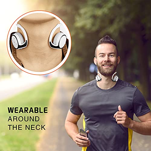 RTUSIA Small Bluetooth Headphones Wrap Around Head - Sports Wireless Headset with Built in Microphone and Crystal-Clear Sound, Foldable and Carried in The Purse, and 12-Hour Battery Life, White