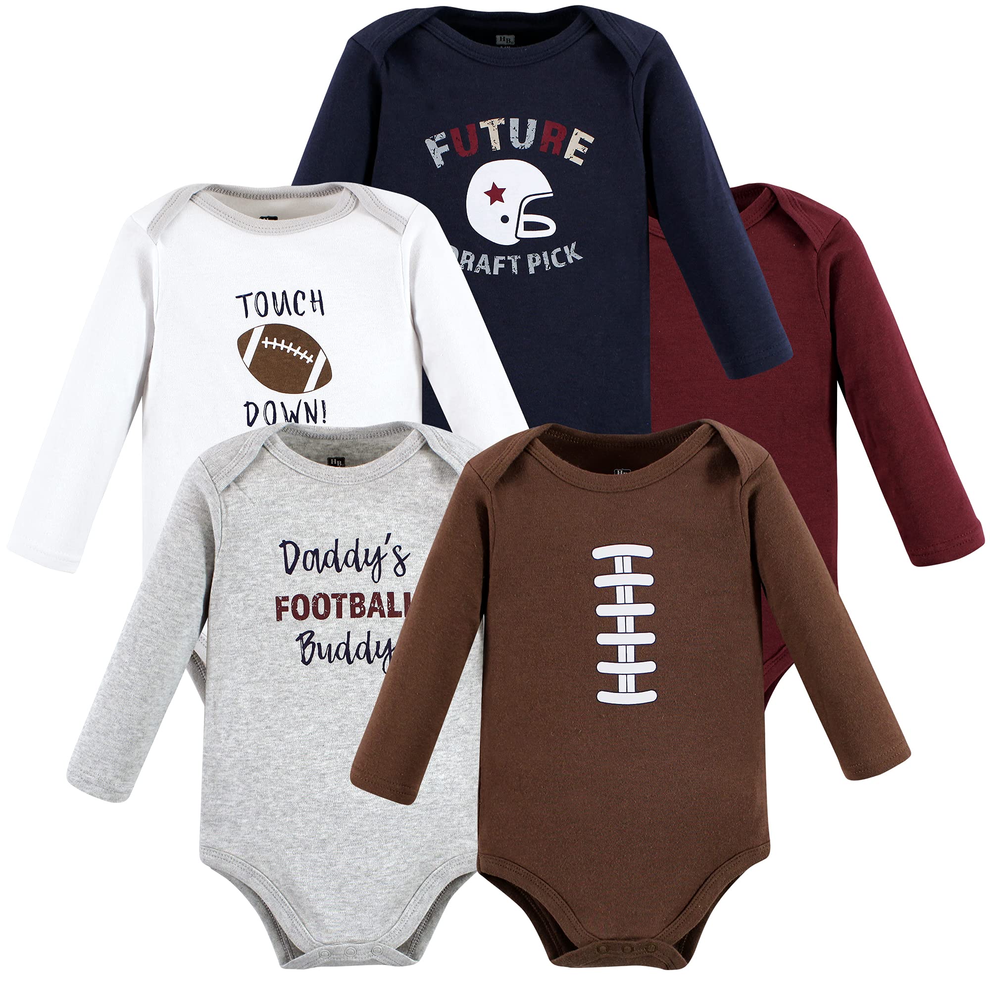 Hudson Baby baby girls Long-sleeve Bodysuits Hudson Unisex Cotton Long Sleeve Bodysuits Football Buddy 0 3 Months, Football Buddy, 0-3 Months US