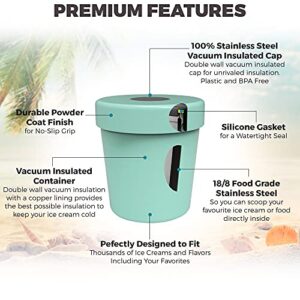 The Ice Cream Canteen Vacuum Insulated Ice Cream Pint Cooler Keeps Ice Cream Frozen for hours enjoy ice cream anywhere (Stainless Steel)