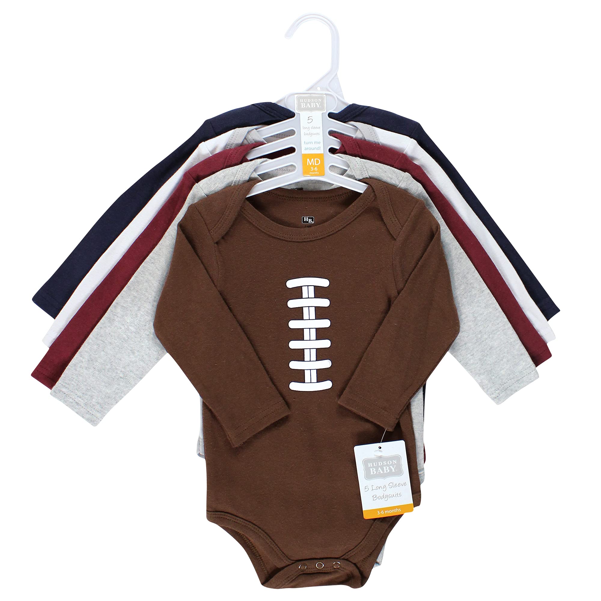 Hudson Baby baby girls Long-sleeve Bodysuits Hudson Unisex Cotton Long Sleeve Bodysuits Football Buddy 0 3 Months, Football Buddy, 0-3 Months US